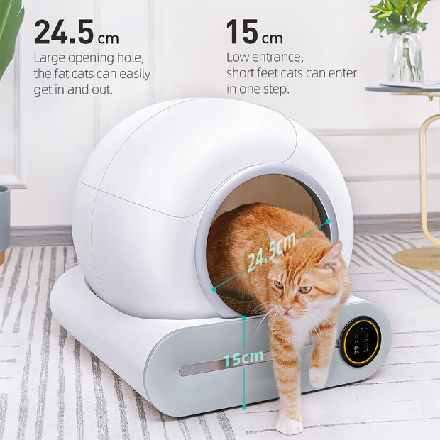 Self-Cleaning Cat Litter Box, Automatic Scooping and Odor Removal, App Control Support